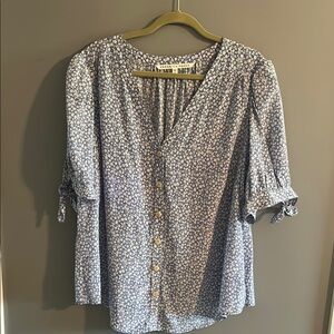 Veronica beard silk Floral Blue Button-Up Women's Top